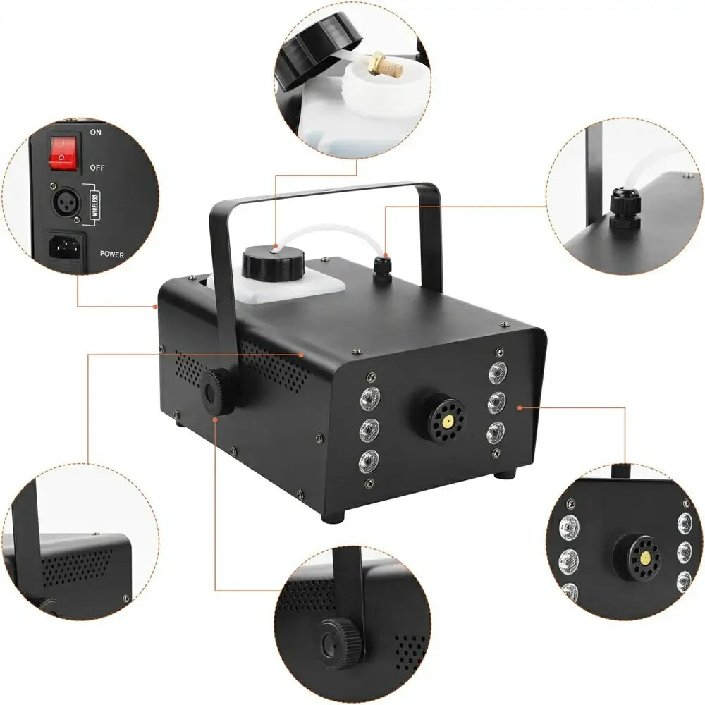 1500W Fog Machine 6 RGB LED Light with Remote Control and 1L Tank