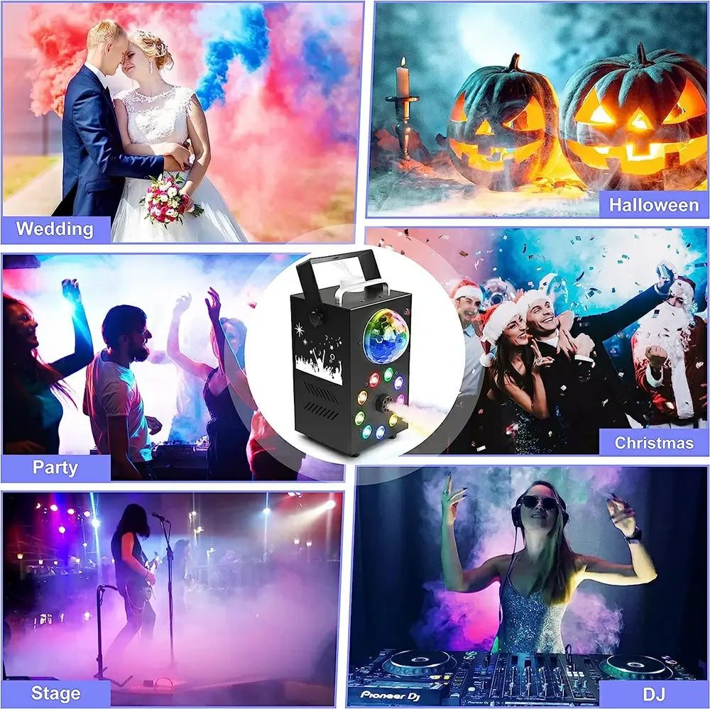 Fog Machine 700W with 9 LED Lights Disco Ball Lights,3500 CFM Huge Fog