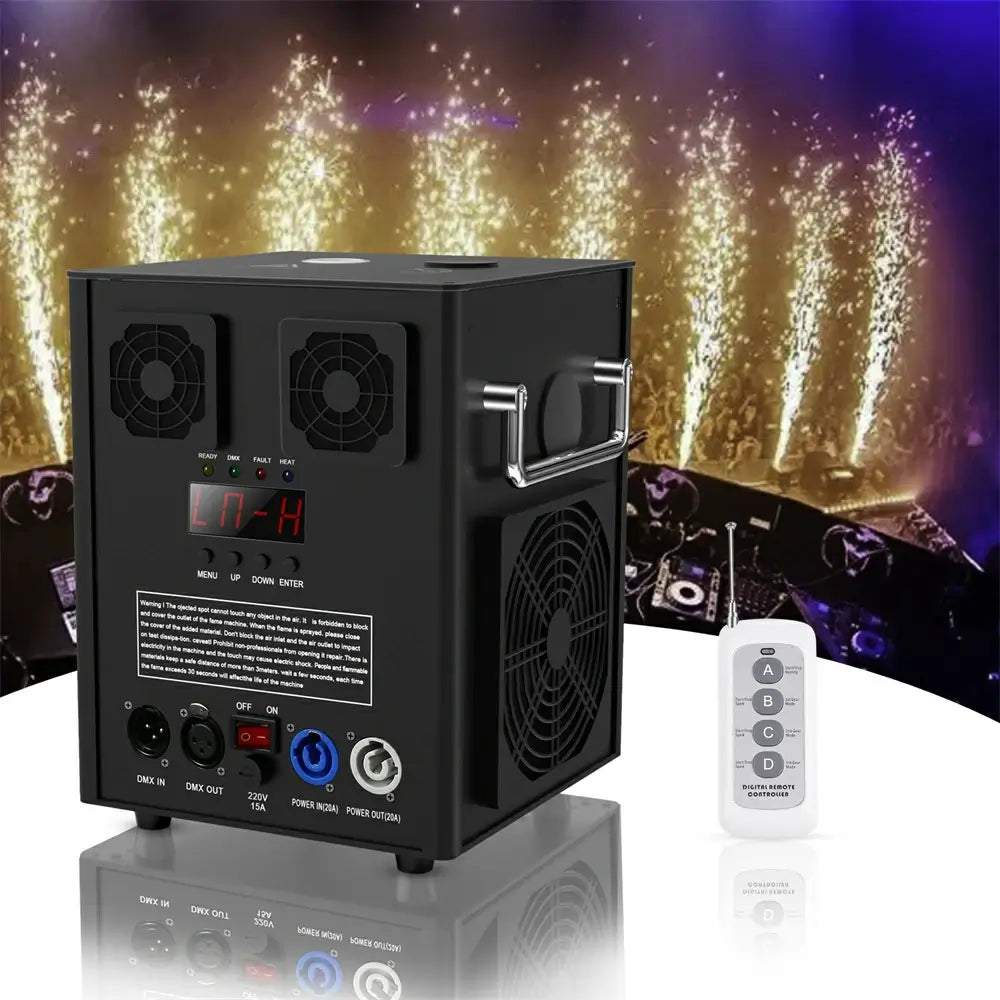 （Black）Cold Spark Machine Stage Equipment Special Effect Machine with Wireless Remote Control Smart DMX Control