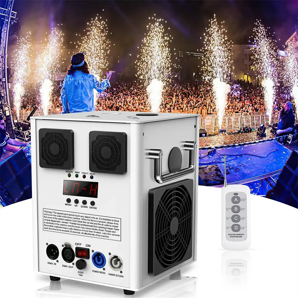 (White)Cold Spark Machine Stage Equipment Special Effect Machine with Wireless Remote Control Smart DMX Control