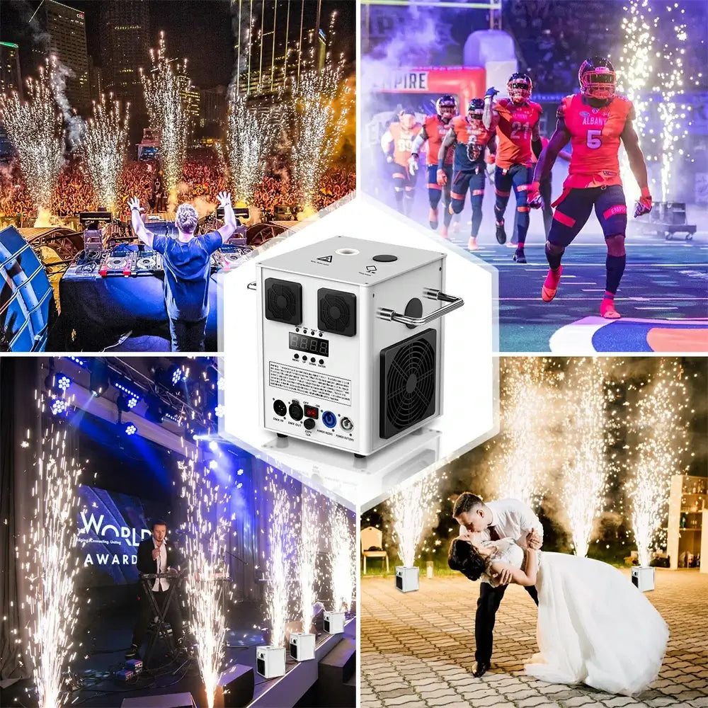 (White)Cold Spark Machine Stage Equipment Special Effect Machine with Wireless Remote Control Smart DMX Control