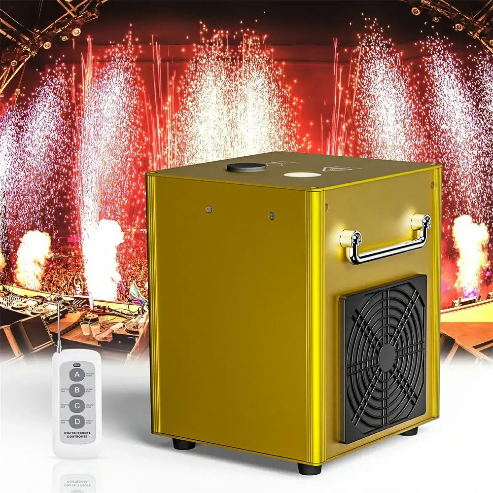 (Gold)Cold Spark Machine Stage Equipment Special Effect Machine with Wireless Remote Control Smart DMX Control