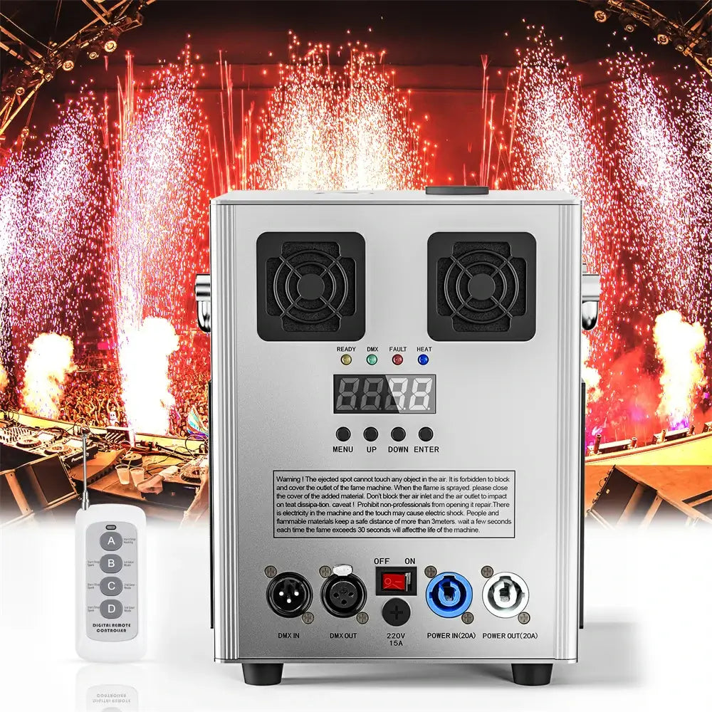 (Silver)Cold Spark Machine Stage Equipment Special Effect Machine with Wireless Remote Control Smart DMX Control