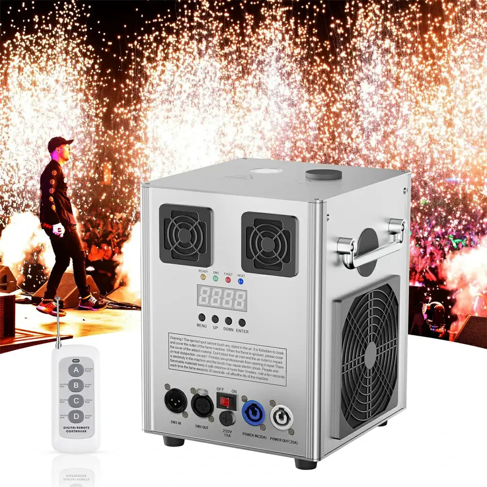 (Silver)Cold Spark Machine Stage Equipment Special Effect Machine with Wireless Remote Control Smart DMX Control