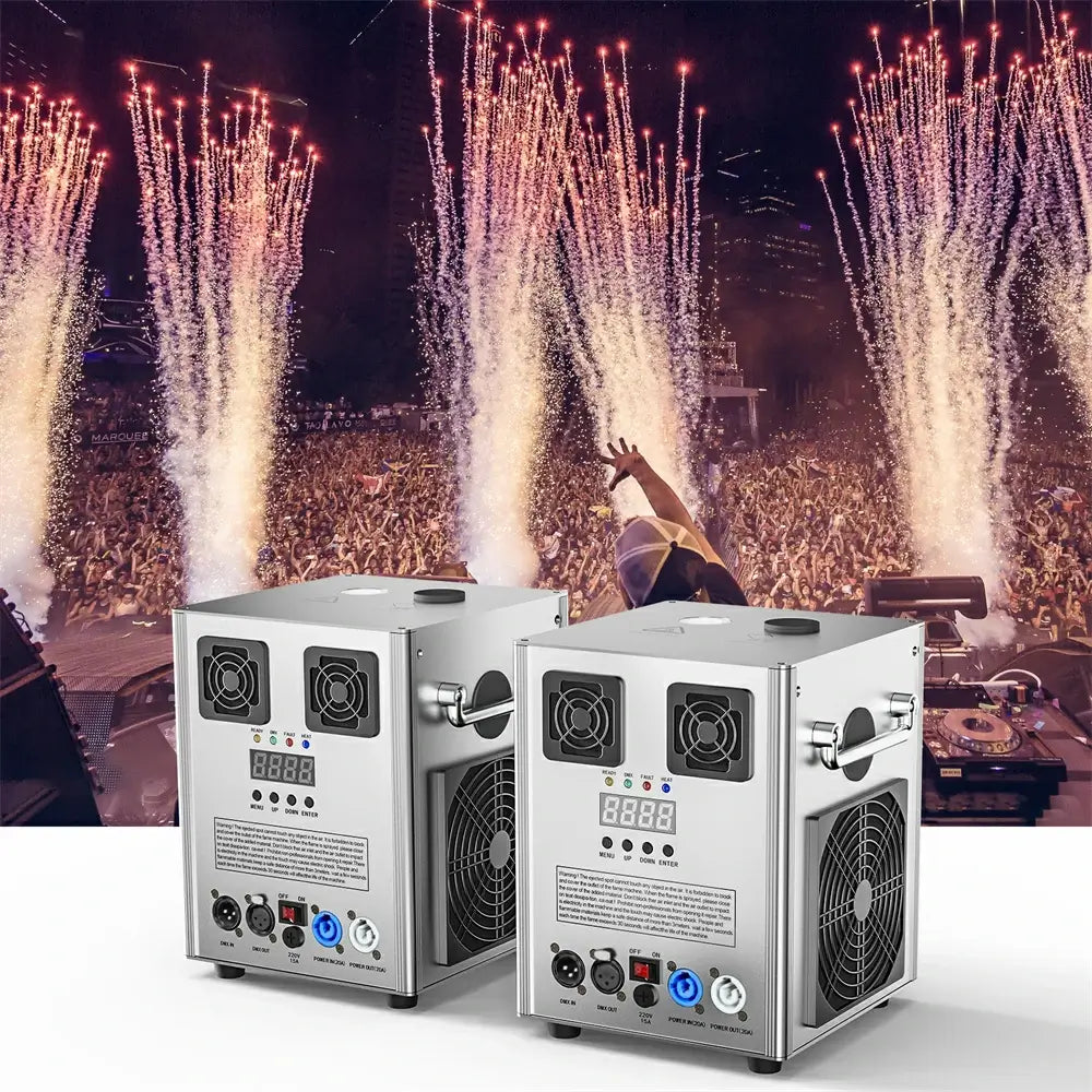 (Silver)Cold Spark Machine Stage Equipment Special Effect Machine with Wireless Remote Control Smart DMX Control