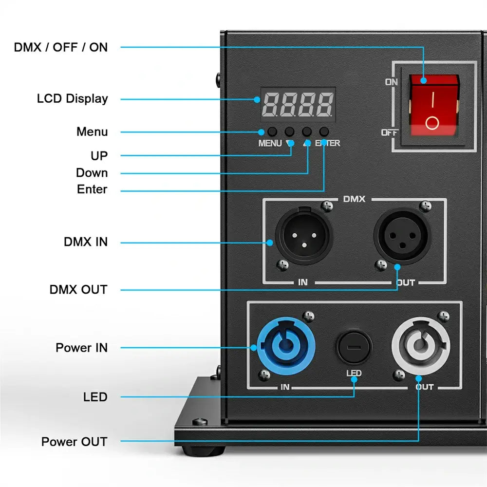 150W Shaking Head Carbon Dioxide Column Machine DMX Console Control